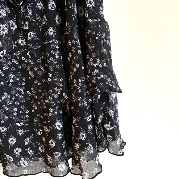 Topshop tiered floral print surplice black dress - Picture 9 of 11